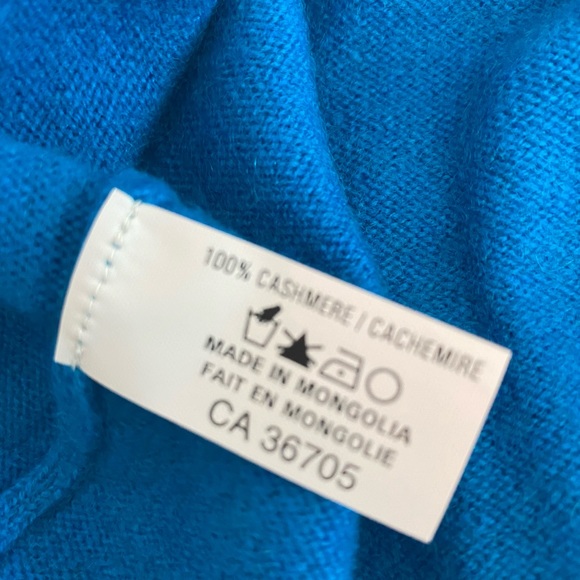 Mount Cashmere Scoop Neck Sweater Blue 100% Pure Cashmere from Mongolia Sz S NWT - Picture 7 of 7
